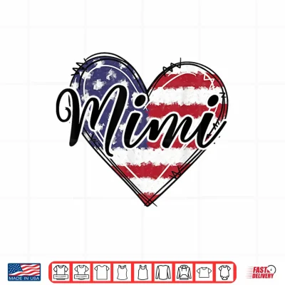 Design Mimi Gifts for Grandma Mothers Day American Flag Heart Shirt