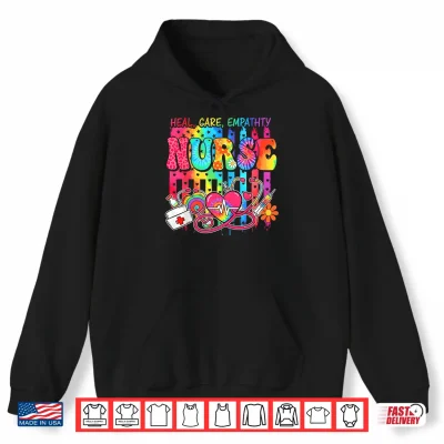 Hoodie Nurses Day Nurse Appreciation Day USA Flag Colorful Shirt
