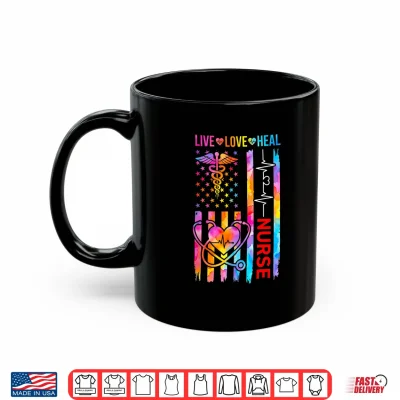 Mug Nurse Week Nurse Appreciation Day USA Flag Colorful Shirt