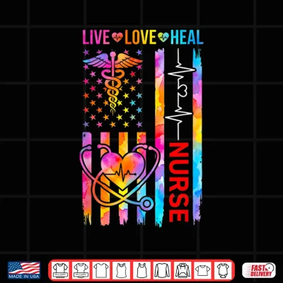 Design Nurse Week Nurse Appreciation Day USA Flag Colorful Shirt