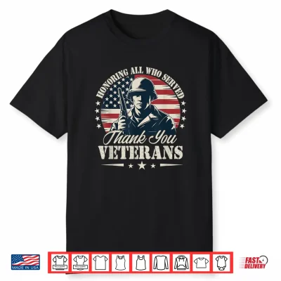 Patriotic Veteran Honoring Veteran Day With American Flag Shirt