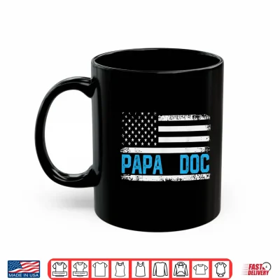 Mug PAPA DOC Vintage American Flag Fathers Day Grandpa Shirt