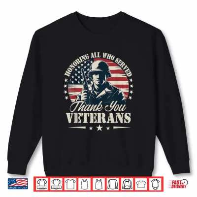 Sweatshirt Patriotic Veteran Honoring Veteran Day with American Flag Shirt