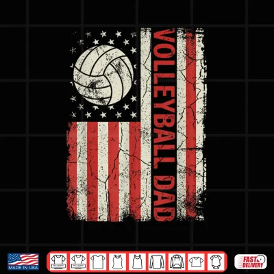 Design Volleyball Dad American Flag Fathers Day Patriotic Dad USA Shirt