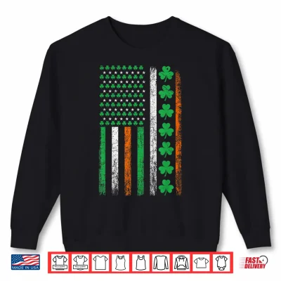 Sweatshirt American Flag St Patricks Day Vintage Irish Lucky Shamrocks Shirt