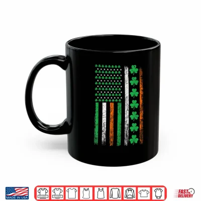 Mug American Flag St Patricks Day Vintage Irish Lucky Shamrocks Shirt
