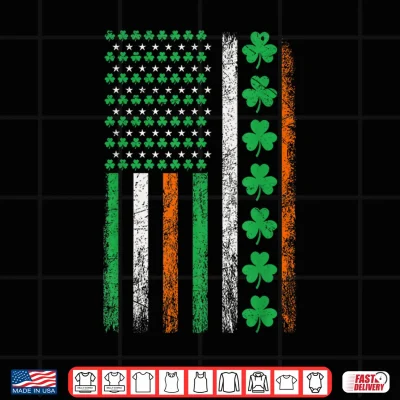 Design American Flag St Patricks Day Vintage Irish Lucky Shamrocks Shirt