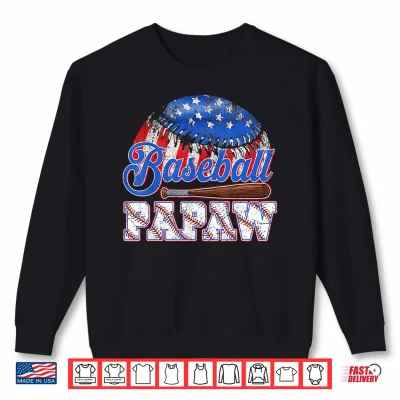Sweatshirt Baseball Papaw USA Flag Fathers Day Game Day Men Daddy Shirt
