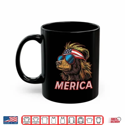 Mug Bear Funny 4th of July American Flag Fathers Day Shirt