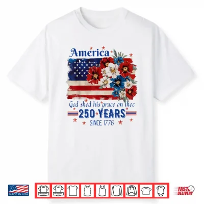 Floral America Flag 4Th Of July Independence Day 1776 2026 Shirt