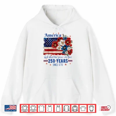 Hoodie Floral America Flag 4th of July Independence Day 1776 2026 Shirt