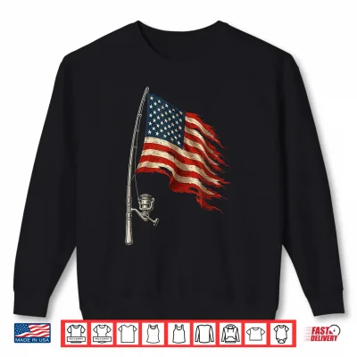 Sweatshirt Fishing American Flag Fisherman Patriotic Day 4th of July Shirt