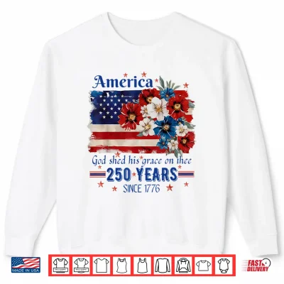 Sweatshirt Floral America Flag 4th of July Independence Day 1776 2026 Shirt