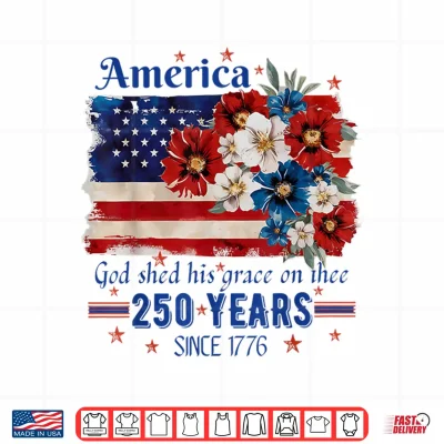 Design Floral America Flag 4th of July Independence Day 1776 2026 Shirt