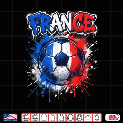 Design France Football Soccer Player Flag Graffiti Fathers Day Shirt