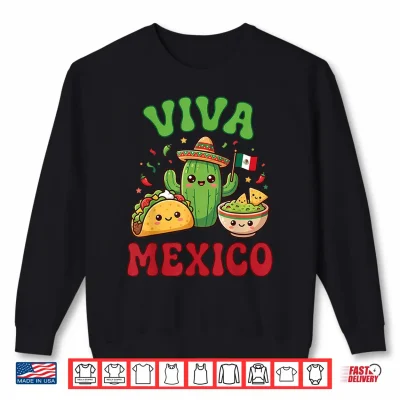 Sweatshirt Kawaii Cute Taco Cactus Guacamole Viva Mexico Cinco de Mayo Shirt