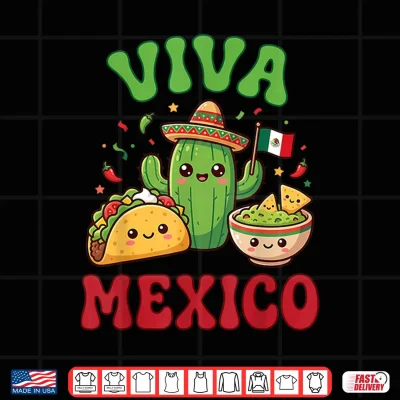 Design Kawaii Cute Taco Cactus Guacamole Viva Mexico Cinco de Mayo Shirt