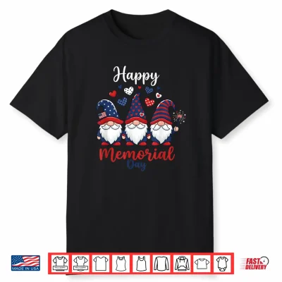 Patriotic Gnome Tshirt Women Usa Flag Happy Memorial Day Shirt
