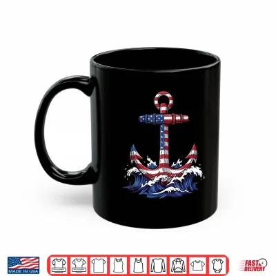 Mug Patriotic Anchor American Flag Memorial Day 4th July Shirt