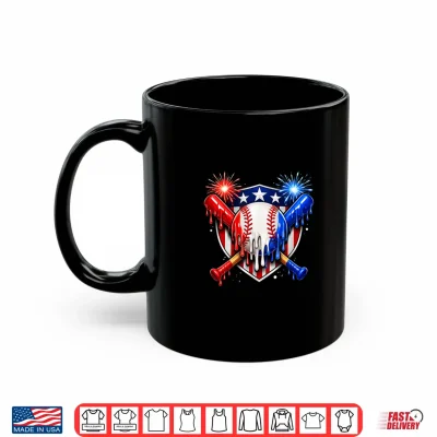 Mug Patriotic USA Flag Freedom Baseball Ice Cream Drip Youth Boy Shirt