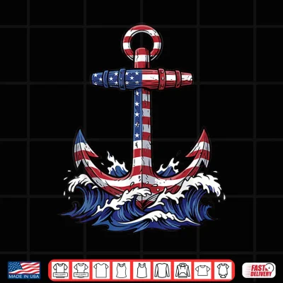 Design Patriotic Anchor American Flag Memorial Day 4th July Shirt
