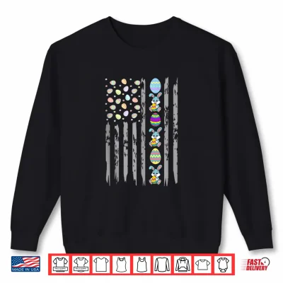 Sweatshirt US American Flag with Easter Eggs Bunny for Easter Day Shirt