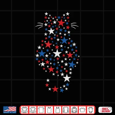 Design USA Flag Cat Patriot Independence Day Funny 4th of July Shirt