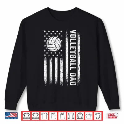 Sweatshirt Volleyball Dad USA Flag Fathers Day Shirt