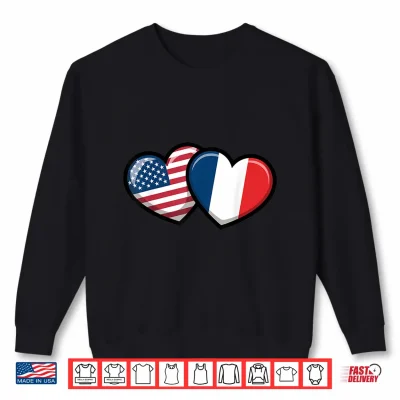 Sweatshirt American French USA France Flag Bastille Day Paris France Shirt
