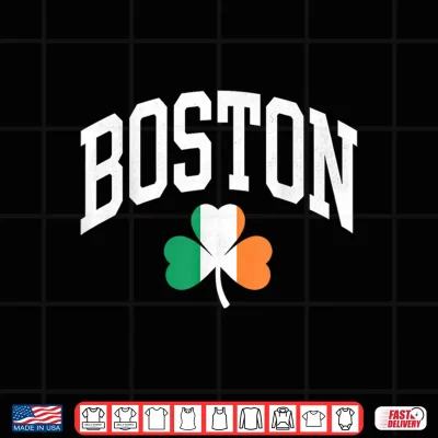 Design Boston St Patricks Day Shamrock Irish Flag Shirt