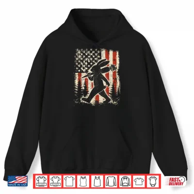 Hoodie Bunny America Flag Patriotic Easter Day Men Women Kids Shirt