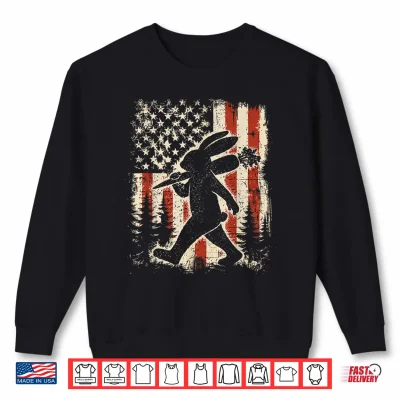 Sweatshirt Bunny America Flag Patriotic Easter Day Men Women Kids Shirt