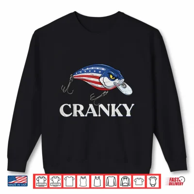 Sweatshirt Cranky USA Flag Funny Crankbait Fishing Lure Fathers Day Shirt