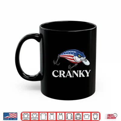 Mug Cranky USA Flag Funny Crankbait Fishing Lure Fathers Day Shirt