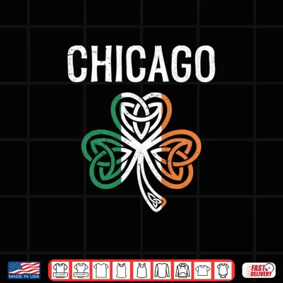Design Chicago St Patricks day celtic knot shamrock irish flag Shirt