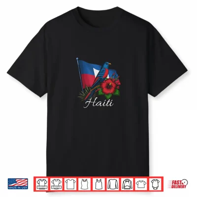 Haiti Flag Day Ayiti Girl Haitian Bird Flower Shirt