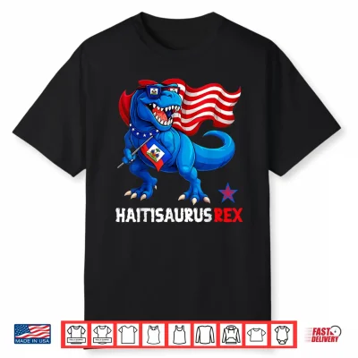 Haiti Haitian Flag Day Boys T Rex Lover Haiti Haitian Flag Shirt