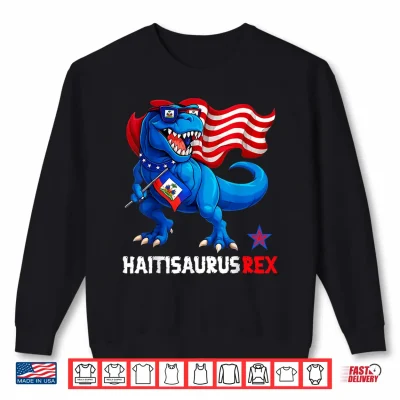 Sweatshirt Haiti Haitian Flag Day Boys T rex Lover Haiti Haitian Flag Shirt