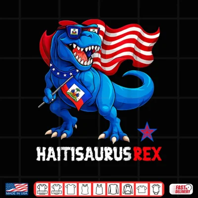 Design Haiti Haitian Flag Day Boys T rex Lover Haiti Haitian Flag Shirt