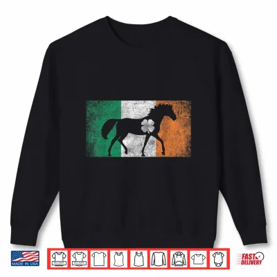 Sweatshirt Horse Shamrock St. Patricks Day Irish Flag Shirt