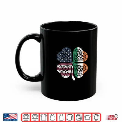 Mug Irish american St Patricks day celtic clover Usa flag Shirt