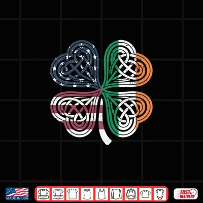 Design Irish american St Patricks day celtic clover Usa flag Shirt