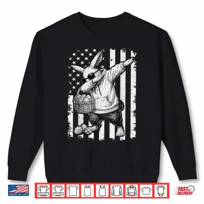 Sweatshirt Retro American Flag Bunny Dabbing Easter Day Men Women Kids Shirt