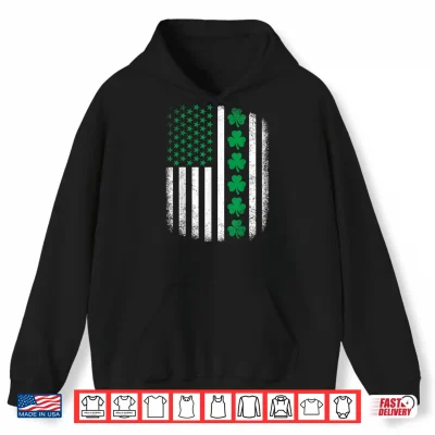 Hoodie Retro US American Flag with Shamrocks for St Patricks Day Shirt