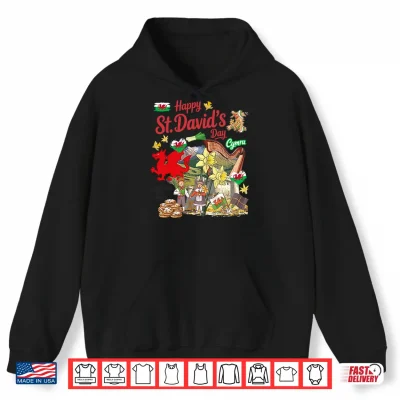 Hoodie St Davids Day Costume Idea for Kids Cymru Welsh Flag Shirt