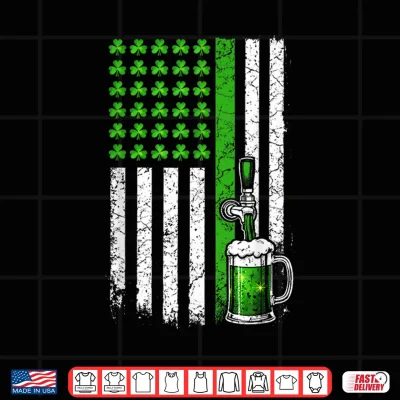 Design Shamrock Beer America Flag St Patricks Day for Men St Pattys Shirt
