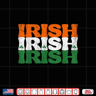 Design Retro Stacked Irish Flag Distressed St Patricks Day Shirt