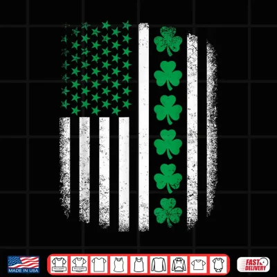 Design Retro US American Flag with Shamrocks for St Patricks Day Shirt