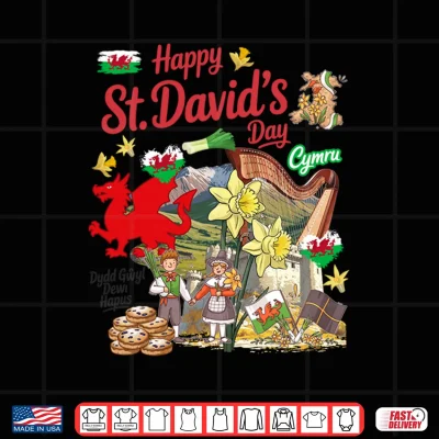 Design St Davids Day Costume Idea for Kids Cymru Welsh Flag Shirt