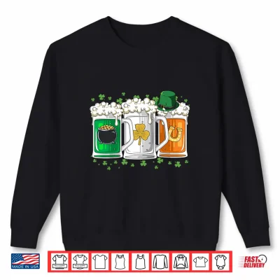 Sweatshirt St Patricks Day Beer Irish Flag Leprechaun Shamrock Men Shirt